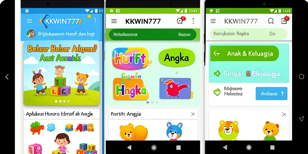Antarmuka interaktif yang menarik dari aplikasi Belajar Huruf Angka.