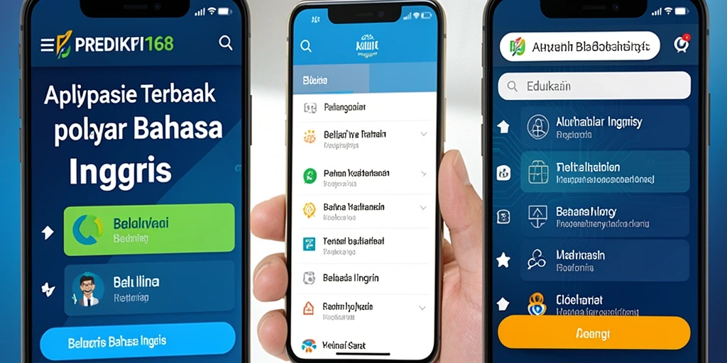 Tampilan antarmuka aplikasi PREDIKSI168 untuk belajar Bahasa Inggris.